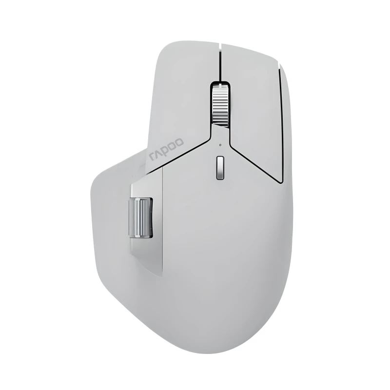 Миша Rapoo MT760 mini з комбінованим підключенням, з бічним коліском, безшумна, 4000 DPI, gray white
