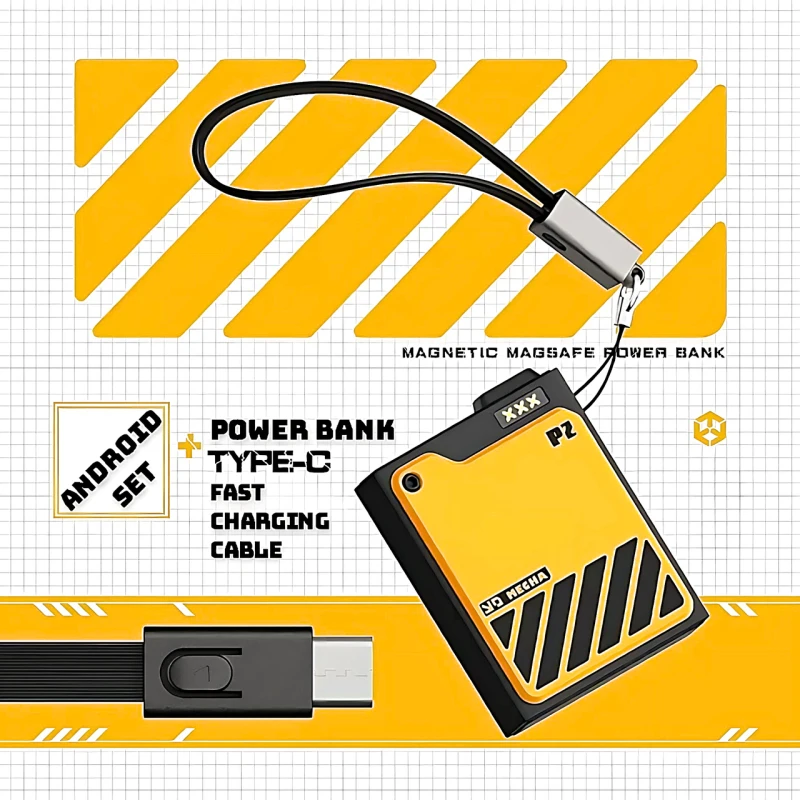 Магнитный повербанк с беспроводной зарядкой X-LIVE P2+Android-SET, Power Bank MagSafe, 10000mAh (yellow) Магнитный повербанк с беспроводной зарядкой X-LIVE P2+Android-SET, Power Bank MagSafe, 10000mAh (yellow)
