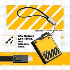 Магнитный повербанк с беспроводной зарядкой X-LIVE P2+iPhone-SET, Power Bank MagSafe, 10000mAh (yellow)