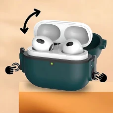 Захисний чохол з карабіном для навушників AirPods PRO, кейс, що щільно закривається, ударостійкий, (green)