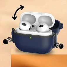 Захисний чохол з карабіном для навушників AirPods PRO, кейс, що щільно закривається, ударостійкий, (blue)