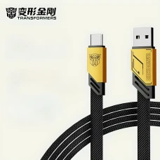 Прочный зарядный кабель TRANSFORMERS TF-A10 USB-A to iPhone 2.4A, плетеный, цинковый сплав, 1.5м, желто-серый