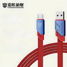 Прочный зарядный кабель TRANSFORMERS TF-A10 USB-A to iPhone 2.4A, плетеный, цинковый сплав, 1.5м, красно-синий
