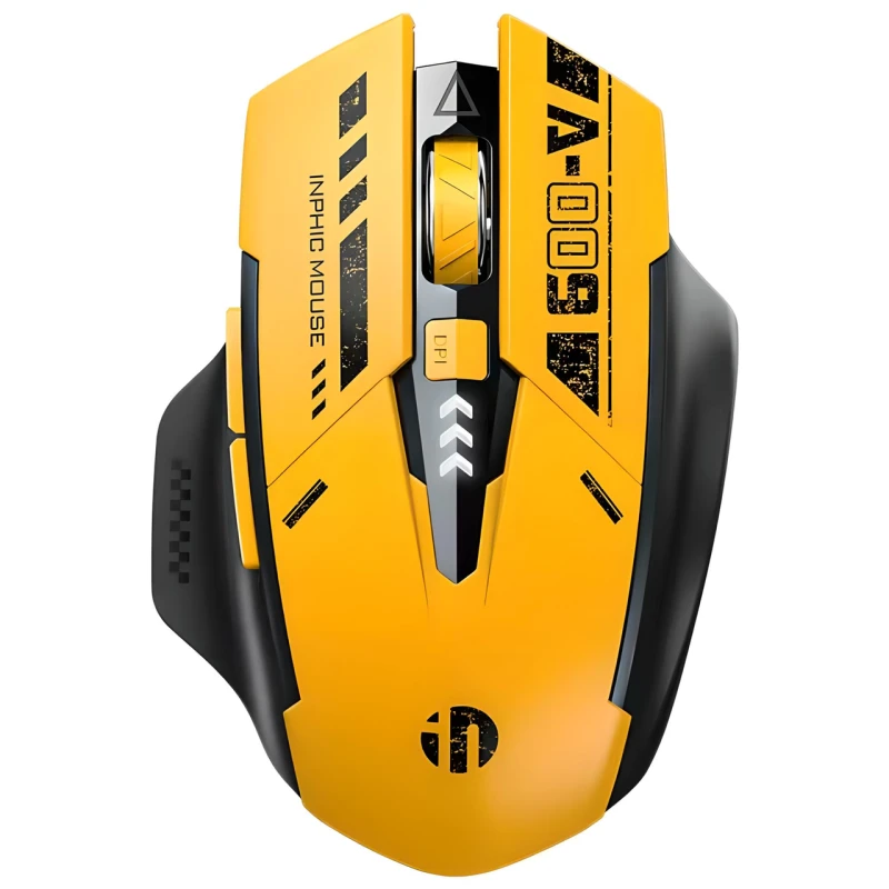 Миша бездротова Inphic A9 з підключенням Bluetooth + USB2.4G, акумулятором та 2400 DPI, yellow