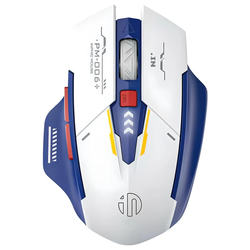Миша бездротова Inphic F9-mecha з підключенням USB 2.4ГГц та 2400DPI, + фірмовий килимок 30*25 см, white-blue