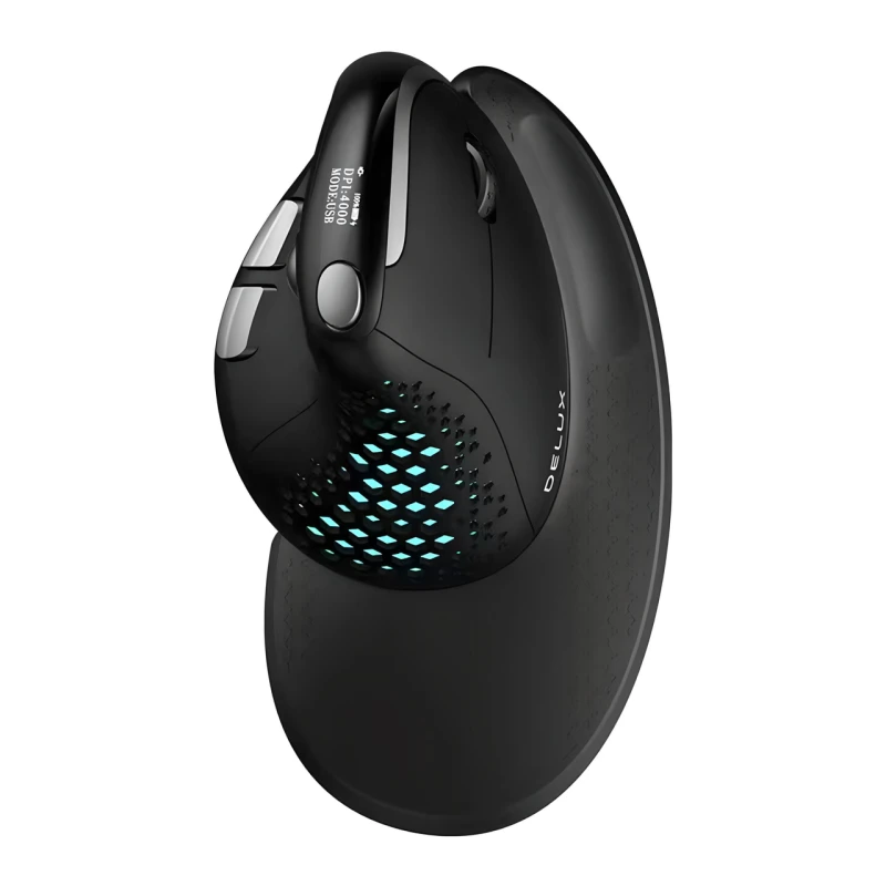 Ергономічна вертикальна миша DELUX M618XSD c OLED дисплеєм, комбінованим підключенням та акумулятором, BL