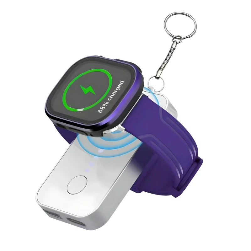 Повербанк брелок WPB-01 для смарт-часов Apple Watch с беспроводной магнитной зарядкой, 1200 мАч, silver