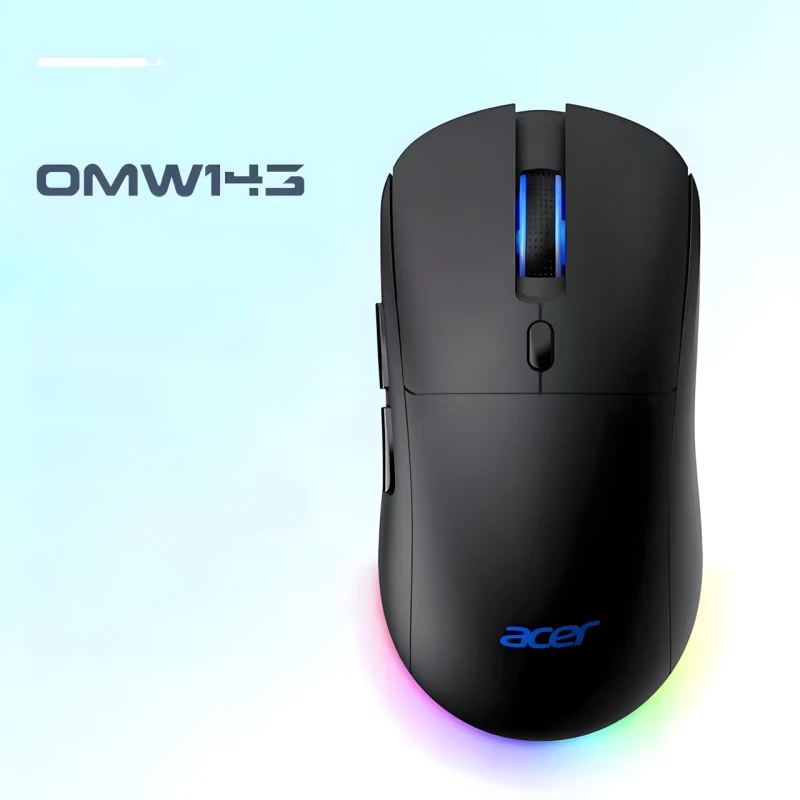 Миша ACER OMW143 ігрова з комбінованим підключенням USB, Bluetooth, USB 2.4ГГц, RGB, 4800 DPI, чорний