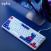 Проводная клавиатура Inphic K9 с RGB подсветкой, подключение USB-TypeC, компактная, тихая, бело-синяя (Ukr)