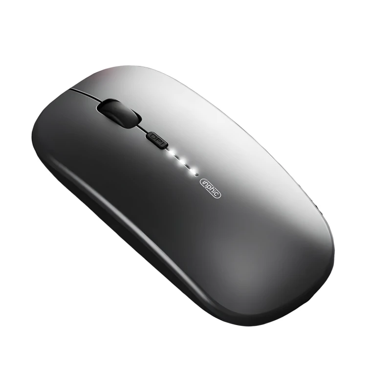 Миша бездротова Inphic M1Pro з підключенням USB 2.4ГГц + Bluetooth, акумулятором, 2400 DPI, сірий