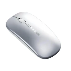 Миша бездротова Inphic M1Pro з підключенням USB 2.4ГГц + Bluetooth, акумулятором, 2400 DPI, срібло