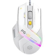 Дротова ігрова миша Inphic PG1 з RGB-підсвічуванням, 12800 DPI, біло-сірий