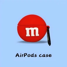 Защитный силиконовый чехол M&M для наушников AirPods PRO/PRO 2 с карабином, красный