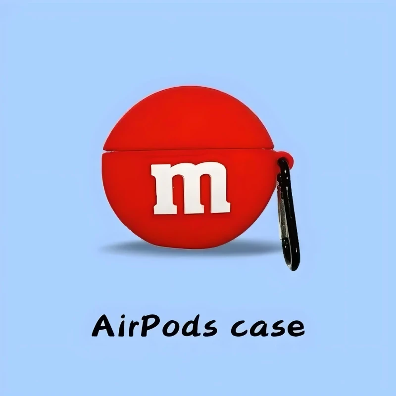 Защитный силиконовый чехол M&M для наушников AirPods PRO/PRO 2 с карабином, красный