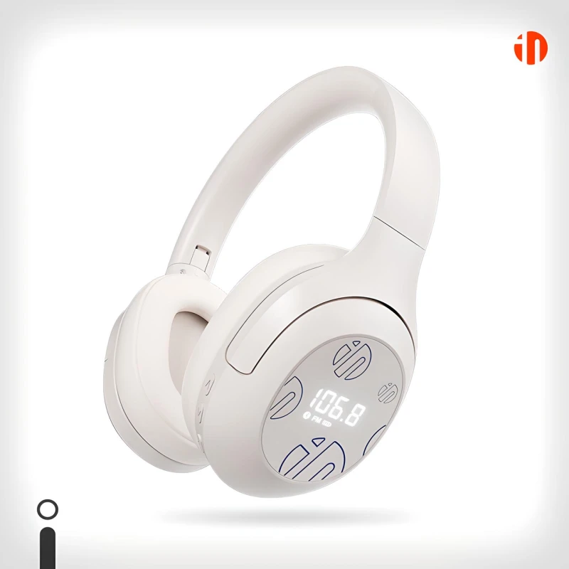 Наушники Inphic H1S сложные, с беспроводным и проводным подключением, с FM-радио и часами, бело-синий