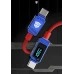 Зарядный кабель TRANSFORMERS TF-A18 USB-C to Type-C 100W, с дисплеем, плетеный, 1м, красно-синий