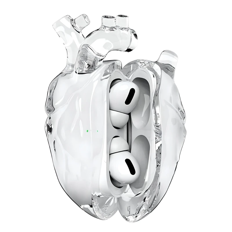 Чохол силіконовий BLACKTIME 808FC HEARTHCASE для навушників AirPods PRO/PRO 2 з карабіном, прозорий