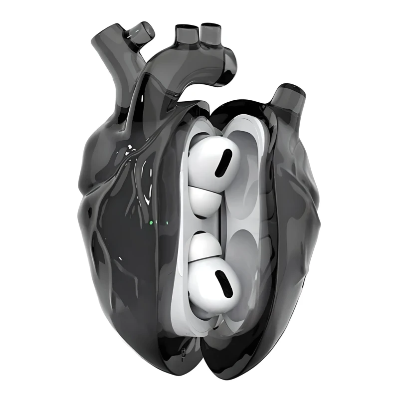 Чохол силіконовий BLACKTIME 808FC HEARTHCASE для навушників AirPods PRO/PRO 2 з карабіном, чорний