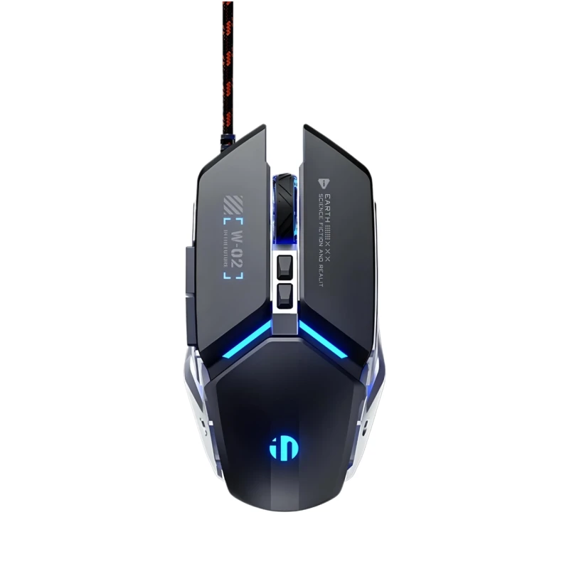 Миша ігрова дротова Inphic W2-II з регульованою RGB підсвіткою та 8800 DPI, для геймерів, матовий чорний