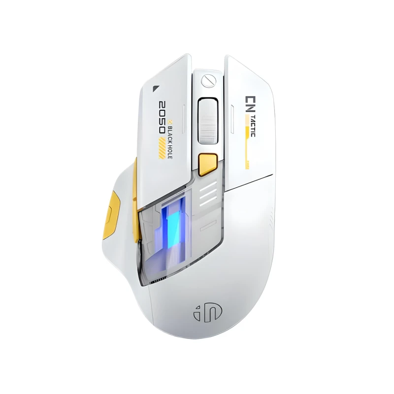 Ігрова миша Inphic A9 Explorer Pro з комбінованим підключенням, підсвічуванням, 12000 DPI, біла