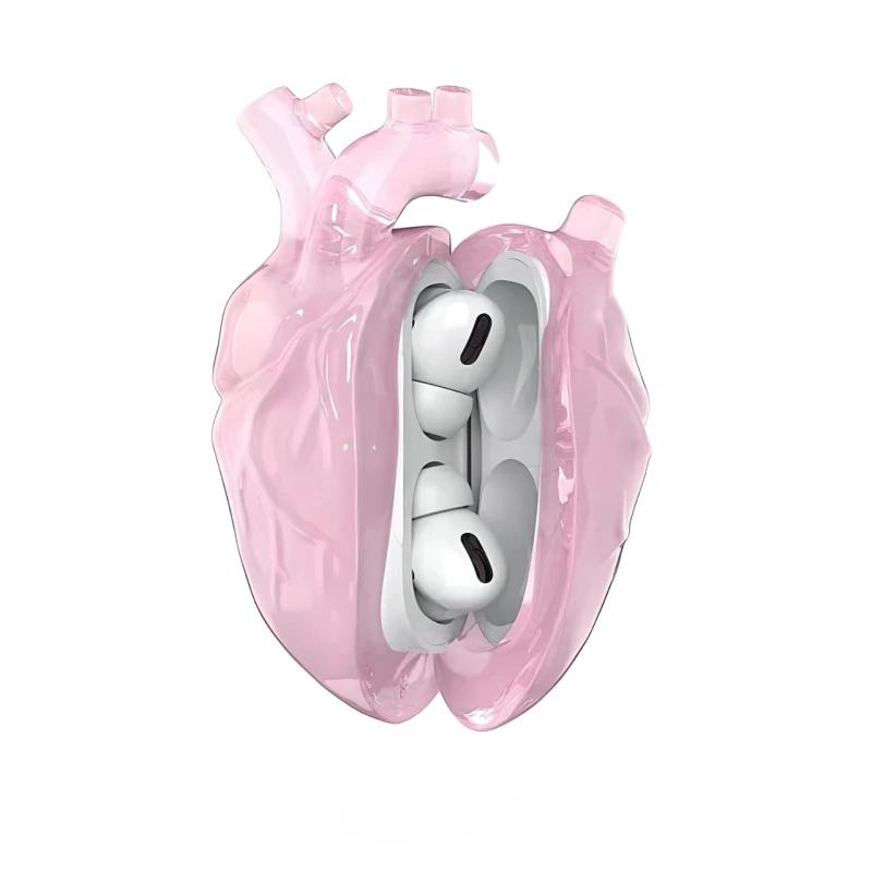 Чохол силіконовий BLACKTIME 808FC HEARTHCASE для навушників AirPods PRO/PRO 2 з карабіном, рожевий
