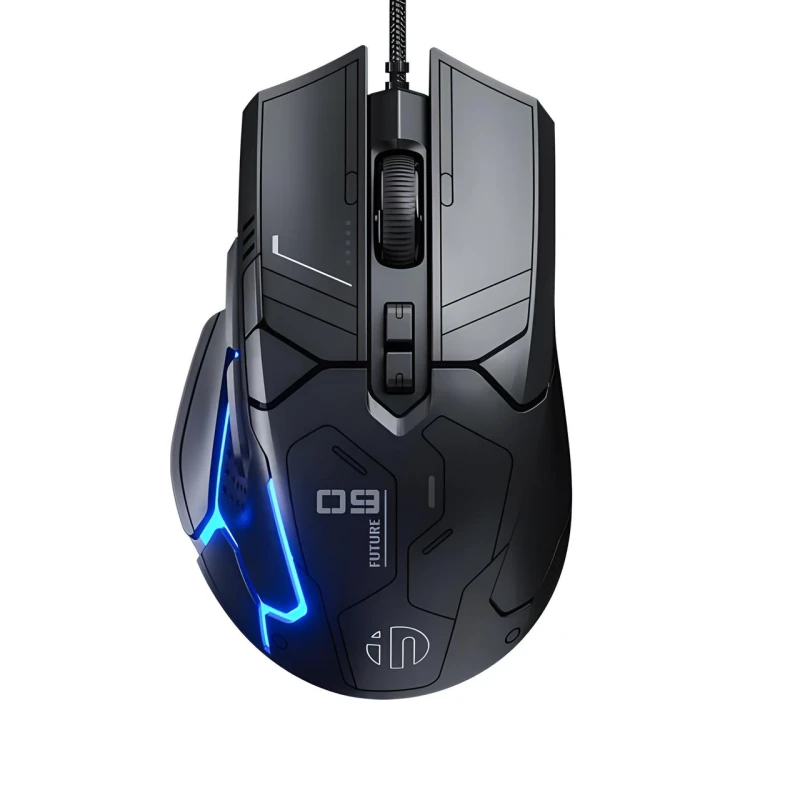 Дротова ігрова миша Inphic PG9 AI Design з RGB підсвічуванням, 12800 DPI, чорна