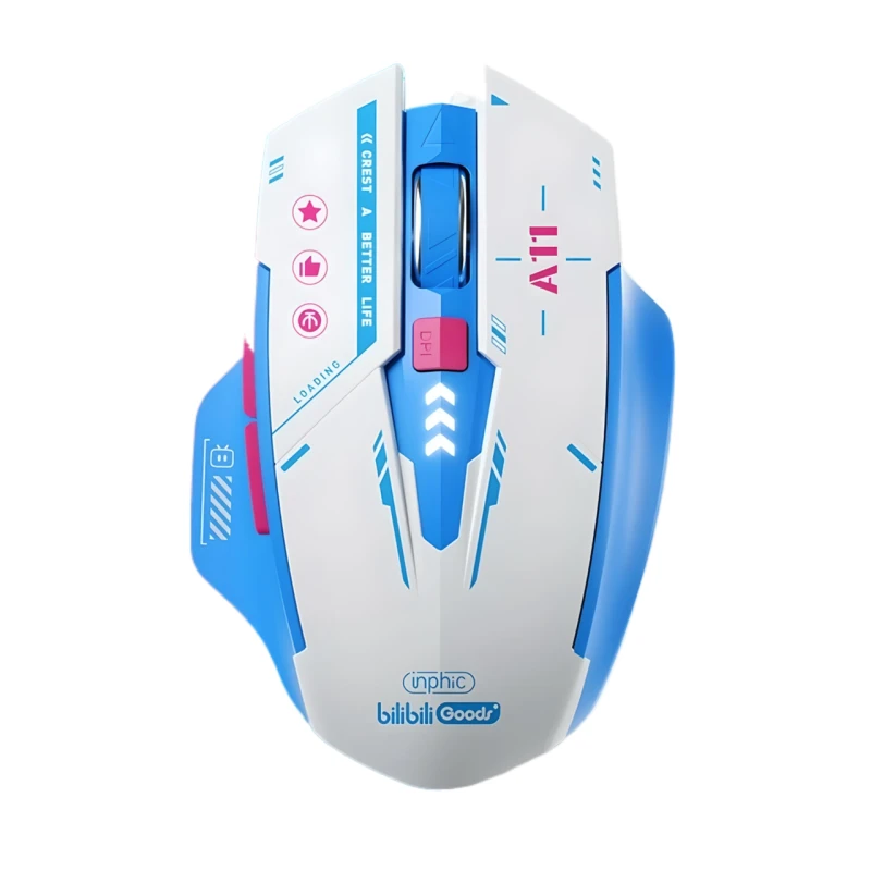 Миша бездротова Inphic A11 з підключенням Bluetooth + USB2.4G, акумулятором та 2400 DPI, blue