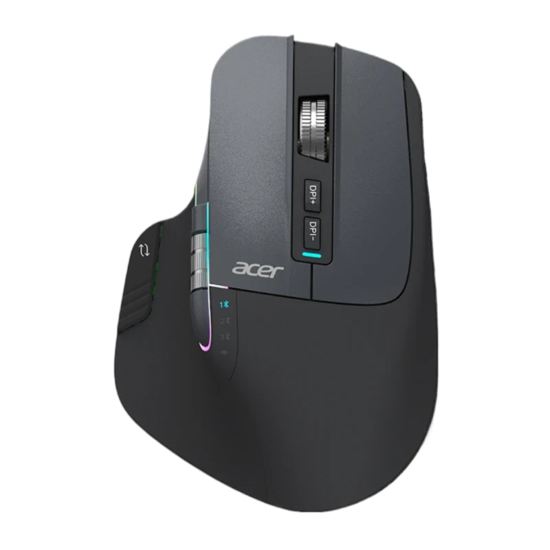 Миша ACER OMR225 Pro з комбінованим підключенням, RGB, безшумна, з бічним коліском, 8000 DPI, чорний