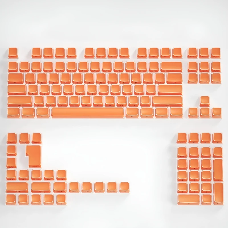 Набір кейкапів Crystal Jelly Orange для механічної клавіатури — 132 клавіші, PBT+PC, CBSA профіль