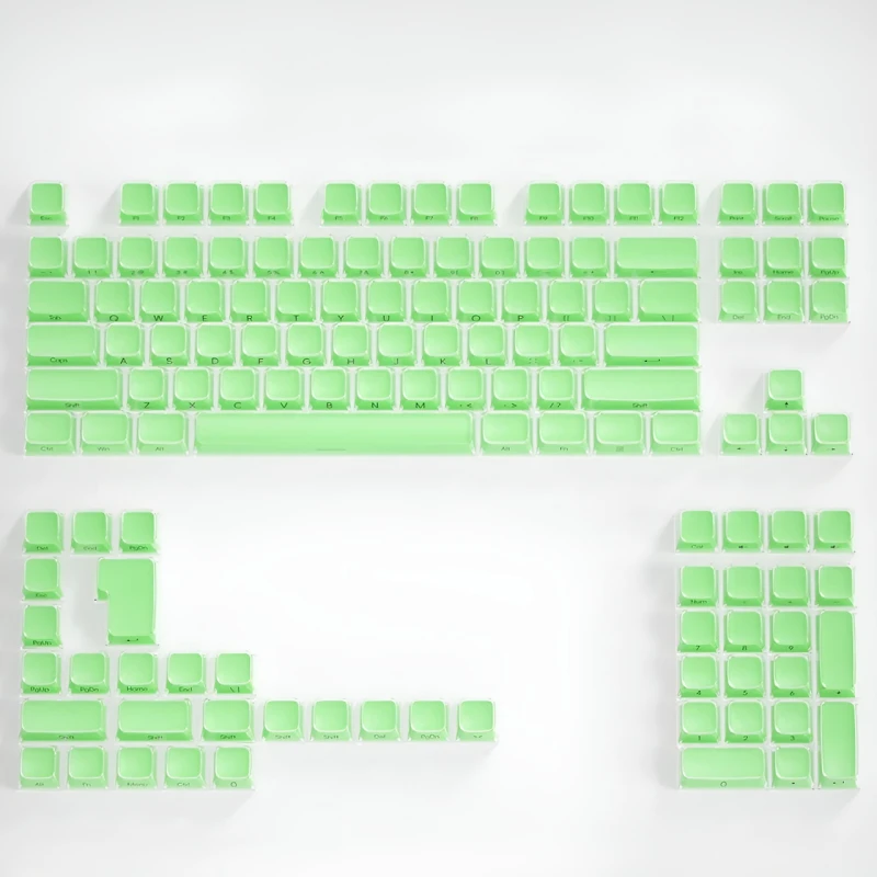 Набір кейкапів Crystal Jelly Green для механічної клавіатури — 132 клавіші, PBT+PC, CBSA профіль