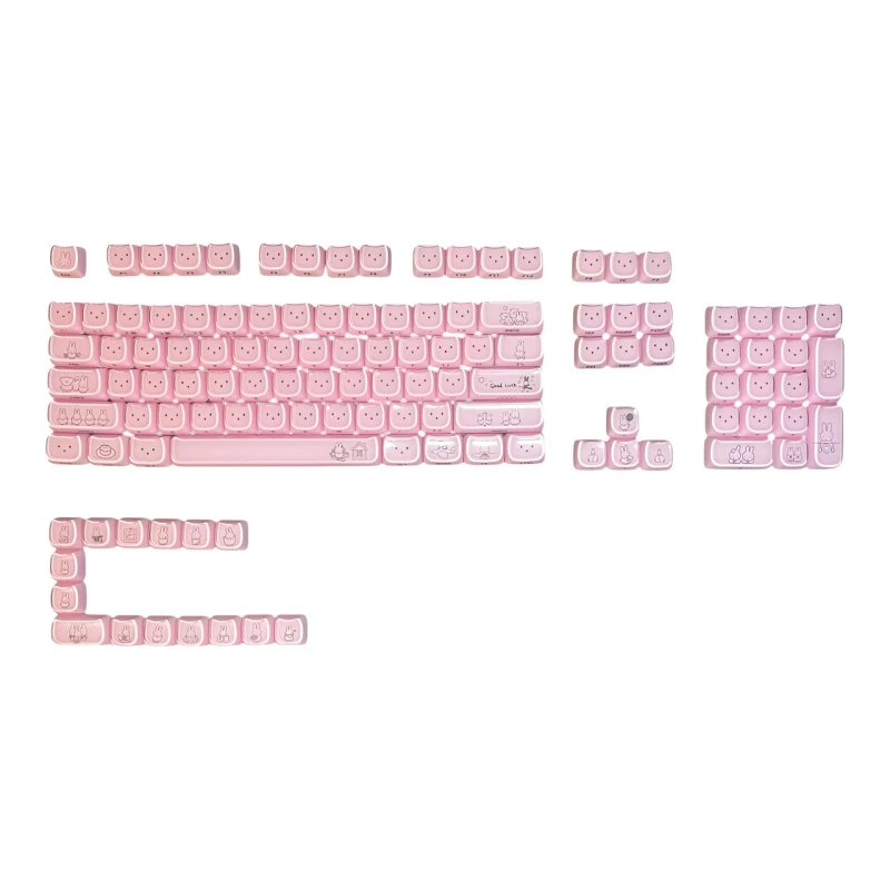 Набір кейкапів Miffy Pink Bunny — MOA профіль, PBT, 119 клавіш для механічної клавіатури