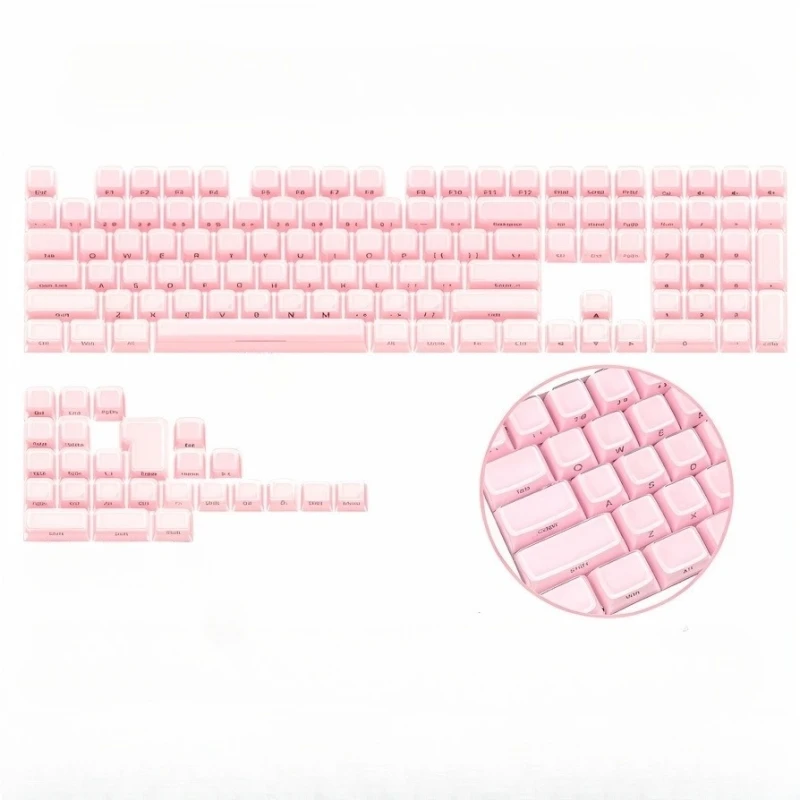 Набір кейкапів Crystal Jelly Pink для механічної клавіатури — 132 клавіші, ABS+PC, CBSA профіль