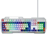 Клавіатура INPHIC K9 MECHA дротова повнорозмірна з регульованим підсвічуванням RGB, безшумна, біло-синій (Eng)